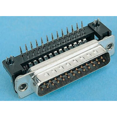 Amphenol FCC17 9 Way Right Angle Through Hole D-sub Connector Plug, with 4-40 UNC Threaded Inserts, Boardlocks