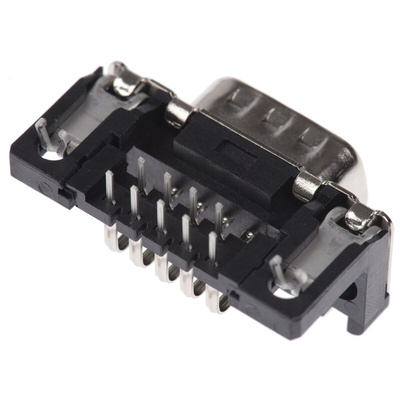 HARTING 9 Way Right Angle Through Hole D-sub Connector Plug, 2.74mm Pitch, with Boardlocks, M3 Threaded Inserts