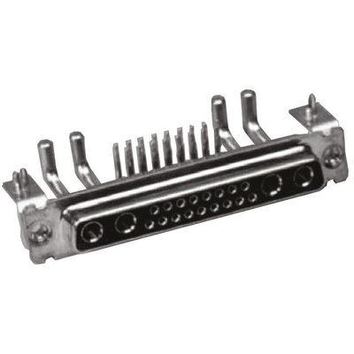 Amphenol L77TW 2 (Power/Coax), 5 (Signal) Way Right Angle Through Hole D-sub Connector Socket, with 4-40 UNC Female