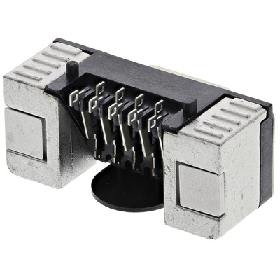 Harting D-Sub Standard 9 Way Right Angle SMT D-sub Connector Socket, 2.76mm Pitch, with 4-40 UNC Threaded Inserts,