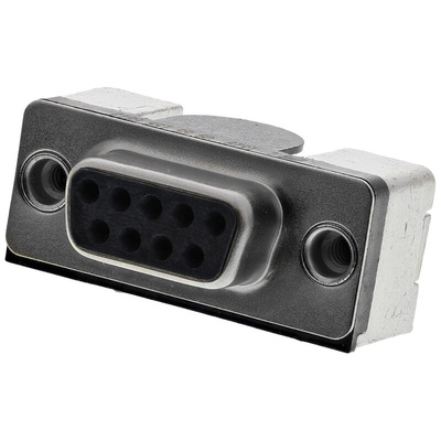 Harting D-Sub Standard 9 Way Right Angle SMT D-sub Connector Socket, 2.76mm Pitch, with 4-40 UNC Threaded Inserts,