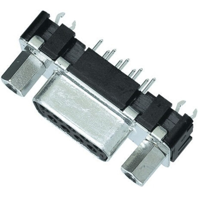HARTING 15 Way Through Hole D-sub Connector Socket, 2.74mm Pitch, with 4-40 UNC Threaded Inserts, Boardlocks