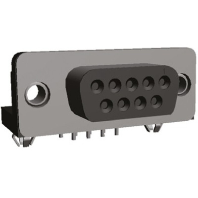 TE Connectivity Amplimite HD-20 9 Way Right Angle Through Hole D-sub Connector Socket, 2.74mm Pitch, with 4-40 UNC,