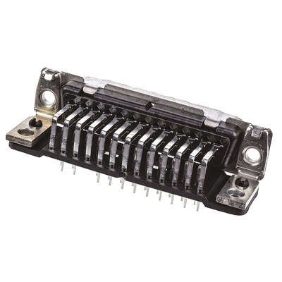 TE Connectivity Amplimite HD-20 25 Way Right Angle Through Hole D-sub Connector Plug, 2.74mm Pitch, with Mounting Hole