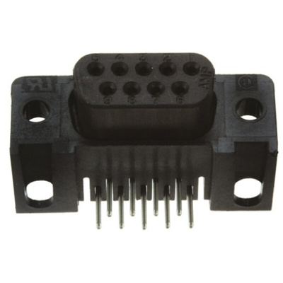 TE Connectivity Amplimite HD-20 9 Way Right Angle Through Hole D-sub Connector Socket, 2.74mm Pitch