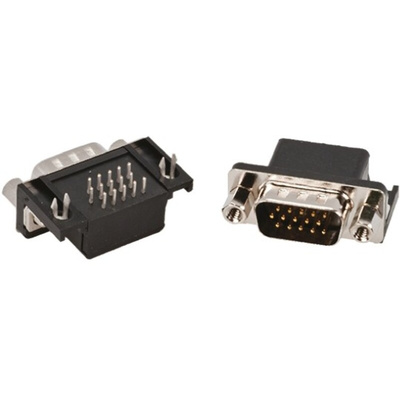 Amphenol ICC 10090926 15 Way Right Angle Through Hole D-sub Connector Plug, 2.29mm Pitch