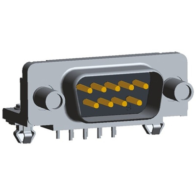 TE Connectivity Amplimite HD-20 9 Way Right Angle Through Hole D-sub Connector Plug, 2.74mm Pitch, with 4-40 UNC Female
