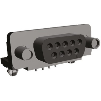 TE Connectivity Amplimite HD-20 9 Way Right Angle Through Hole D-sub Connector Socket, with 4-40 UNC Female Screwlocks,