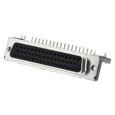 Harting D-Sub Standard 50 Way Right Angle Through Hole D-sub Connector Socket, 2.76mm Pitch, with 4-40 UNC Threaded