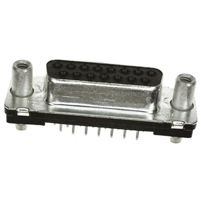 TE Connectivity Amplimite HD-20 15 Way Through Hole D-sub Connector Socket, 2.74mm Pitch, with 4-40 UNC PCB Retention