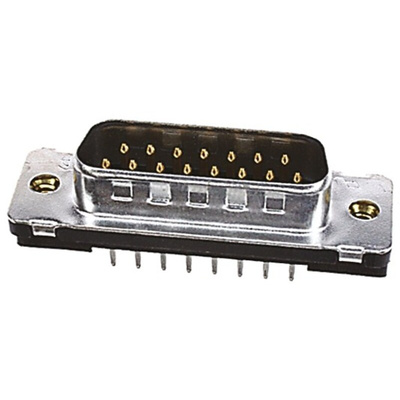 TE Connectivity Amplimite HD-20 15 Way Through Hole D-sub Connector Plug, 2.78mm Pitch, with 4-40 UNC, Threaded Insert