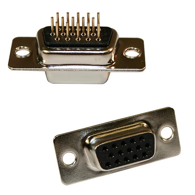 Norcomp 180 15 Way Through Hole D-sub Connector Plug, 2.29mm Pitch, with 4-40 Spacer/Board Lock