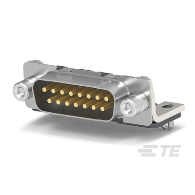 TE Connectivity 15 Way Right Angle Through Hole D-sub Connector Plug