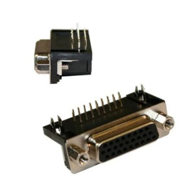 Norcomp 181 26 Way Right Angle Panel Mount D-sub Connector Plug, 2.28mm Pitch, with 4-40 Screw Locks/Boardlocks