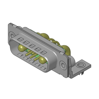 FCT from Molex 173107 7 Way Right Angle D-sub Connector Socket, 2.54mm Pitch, with 4-40 Screw Locks