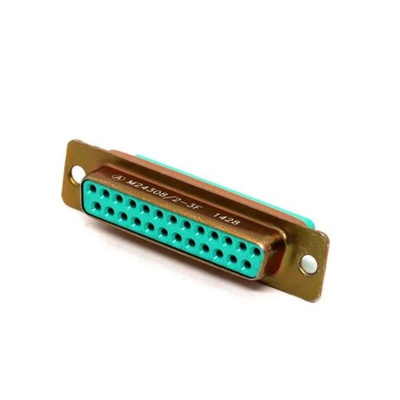 Amphenol India M24308 25 Way Panel Mount D-sub Connector Socket, 2.77mm Pitch, with 4-40 Screw Locks