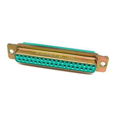 Amphenol India M24308 37 Way Panel Mount D-sub Connector Socket, 2.77mm Pitch, with 4-40 Screw Locks