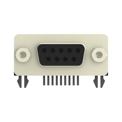 2301844 9 Way Right Angle Board Mount PCB D-sub Connector Receptacle, 2.77mm Pitch, with Boardlock
