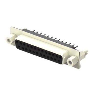TE Connectivity 2301841 25 Way Vertical Board Mount D-sub Connector Receptacle, 2.77mm Pitch