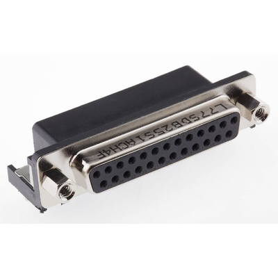 Amphenol ICC L77SD 25 Way Right Angle Through Hole D-sub Connector Socket, with 4-40 UNC Female Screwlocks, Boardlocks