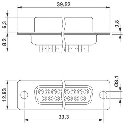 Phoenix Contact VS-15-BU-DSUB-EG Panel Mount D-sub Connector