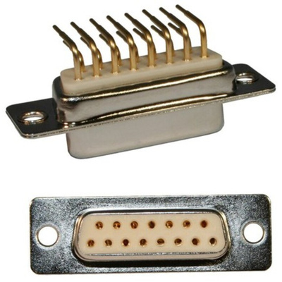 Norcomp SEAL-D 15 Way Right Angle Plug-In Mount D-sub Connector Plug, 2.769mm Pitch