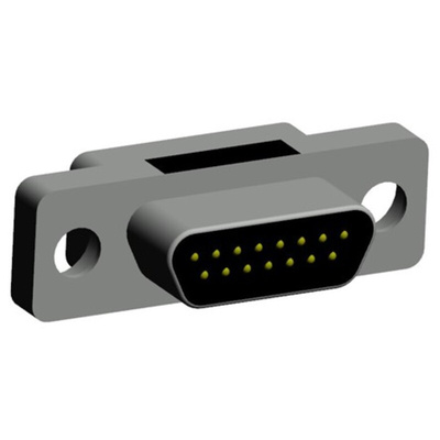 Norcomp MICRO-D 15 Way Through Hole D-sub Connector Plug, 1.27mm Pitch