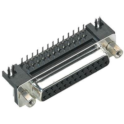 Harting D-Sub 25 Way Right Angle Through Hole D-sub Connector Socket, 2.77mm Pitch, with 4-40 UNC Screwlocks