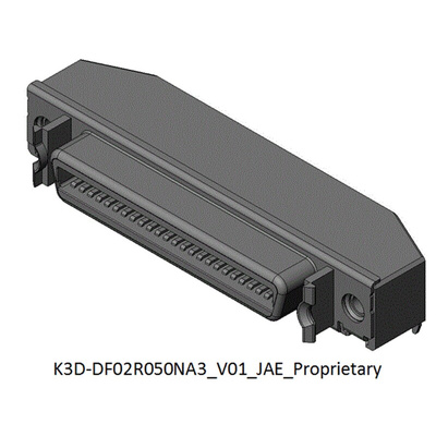 JAE DF02 50 Way Right Angle Through Hole D-sub Connector Socket, 1.27mm Pitch