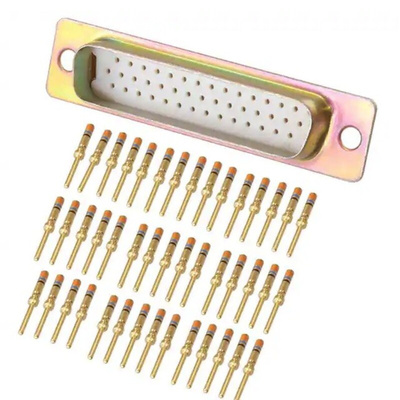Amphenol India M24308 44 Way Panel Mount D-sub Connector Plug, 2.29mm Pitch, with 4-40 Screw Locks