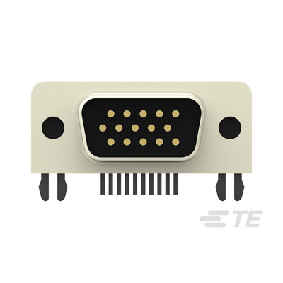TE Connectivity 15 Way Right Angle PCB D-sub Connector Plug, 2.29mm Pitch, with Boardlocks