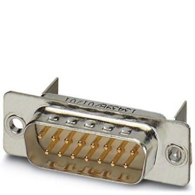 Phoenix Contact 15 Way Angled Panel Mount D-sub Connector Plug, 2.74mm Pitch