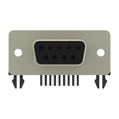 2301844 9 Way Right Angle Board Mount PCB D-sub Connector Receptacle, 2.77mm Pitch, with Boardlock