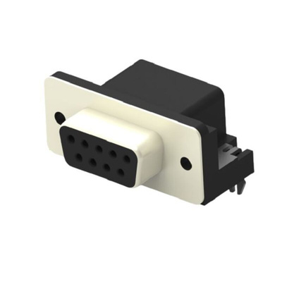 2301844 9 Way Right Angle Board Mount PCB D-sub Connector Receptacle, 2.77mm Pitch, with Boardlock