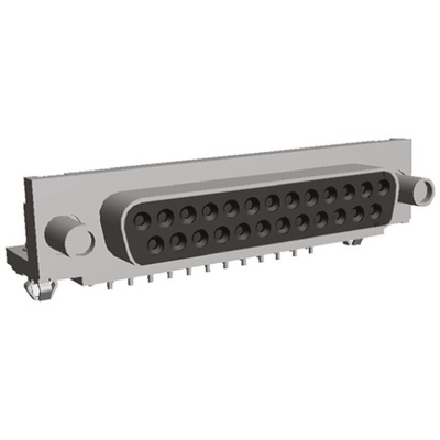 TE Connectivity Amplimite HD-20 25 Way Right Angle Through Hole D-sub Connector Socket, with 4-40 UNC Female