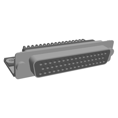 TE Connectivity Amplimite HD-20 50 Way Right Angle Through Hole D-sub Connector Socket, with Mounting Screw
