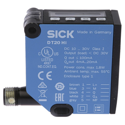 Sick Background Suppression Distance Sensor, Block Sensor, 100 mm → 600 mm Detection Range