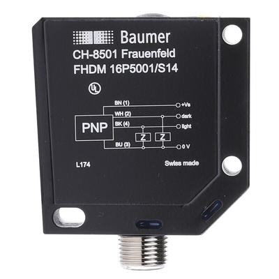 Baumer Diffuse Photoelectric Sensor, Block Sensor, 20 mm → 450 mm Detection Range