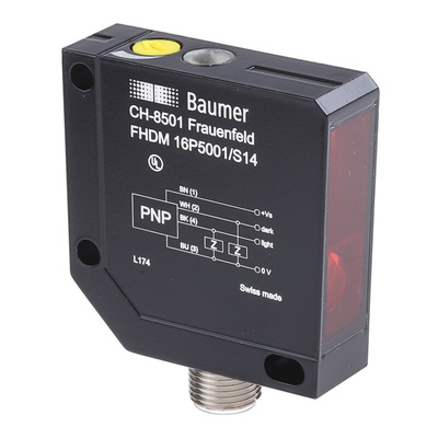 Baumer Diffuse Photoelectric Sensor, Block Sensor, 20 mm → 450 mm Detection Range
