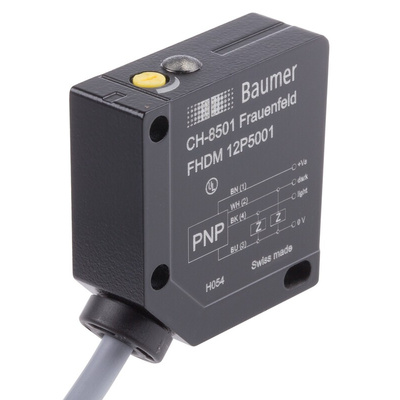 Baumer Diffuse Photoelectric Sensor, Block Sensor, 15 mm → 300 mm Detection Range