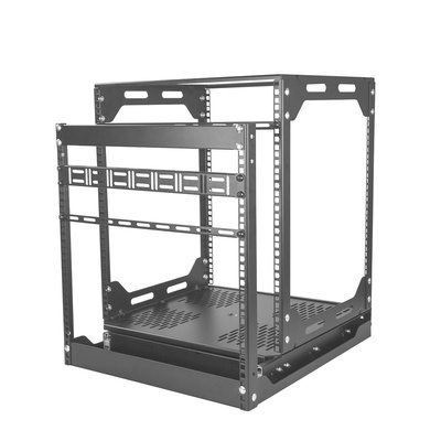 12U Server Rack With Steel 4-Post Frame in Black