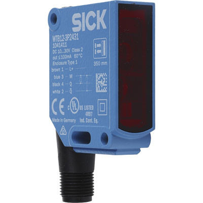 Sick Background Suppression Photoelectric Sensor, Block Sensor, 20 mm → 350 mm Detection Range