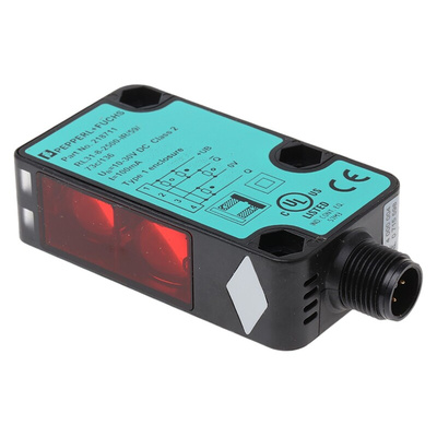 Pepperl + Fuchs Diffuse Photoelectric Sensor, Block Sensor, 2.5 m Detection Range