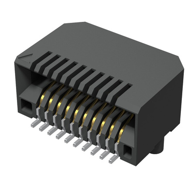 Samtec MECT Series Right Angle Female Edge Connector, Surface Mount, 20-Contacts, 0.8mm Pitch, 2-Row, Solder Termination