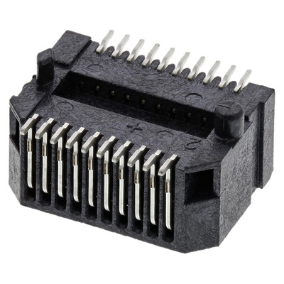 Samtec MECT Series Right Angle Female Edge Connector, Surface Mount, 20-Contacts, 0.8mm Pitch, 2-Row, Solder Termination