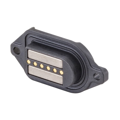 Rosenberger, MultiMag 6, Straight Panel Mount Female Magnetic Connector, Solder Termination