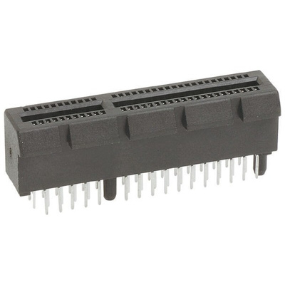 Amphenol FCI Female Edge Connector, Through Hole Mount, 164-Contacts, 2mm Pitch, 2-Row, Solder Termination