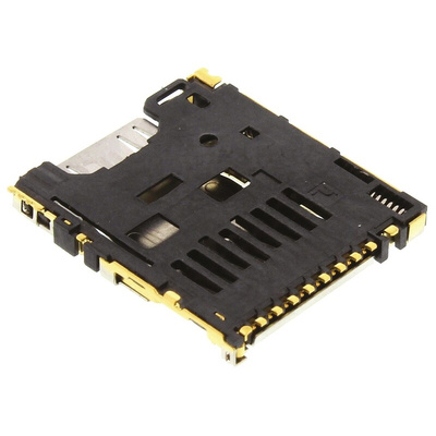 Hirose 8 Way Right Angle Micro SD Memory Card Connector With Solder Termination