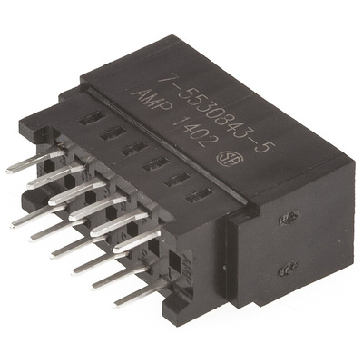 TE Connectivity Female Edge Connector, Through Hole Mount, 12-Contacts, 2.54mm Pitch, 2-Row, Solder Termination