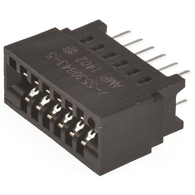 TE Connectivity Female Edge Connector, Through Hole Mount, 12-Contacts, 2.54mm Pitch, 2-Row, Solder Termination